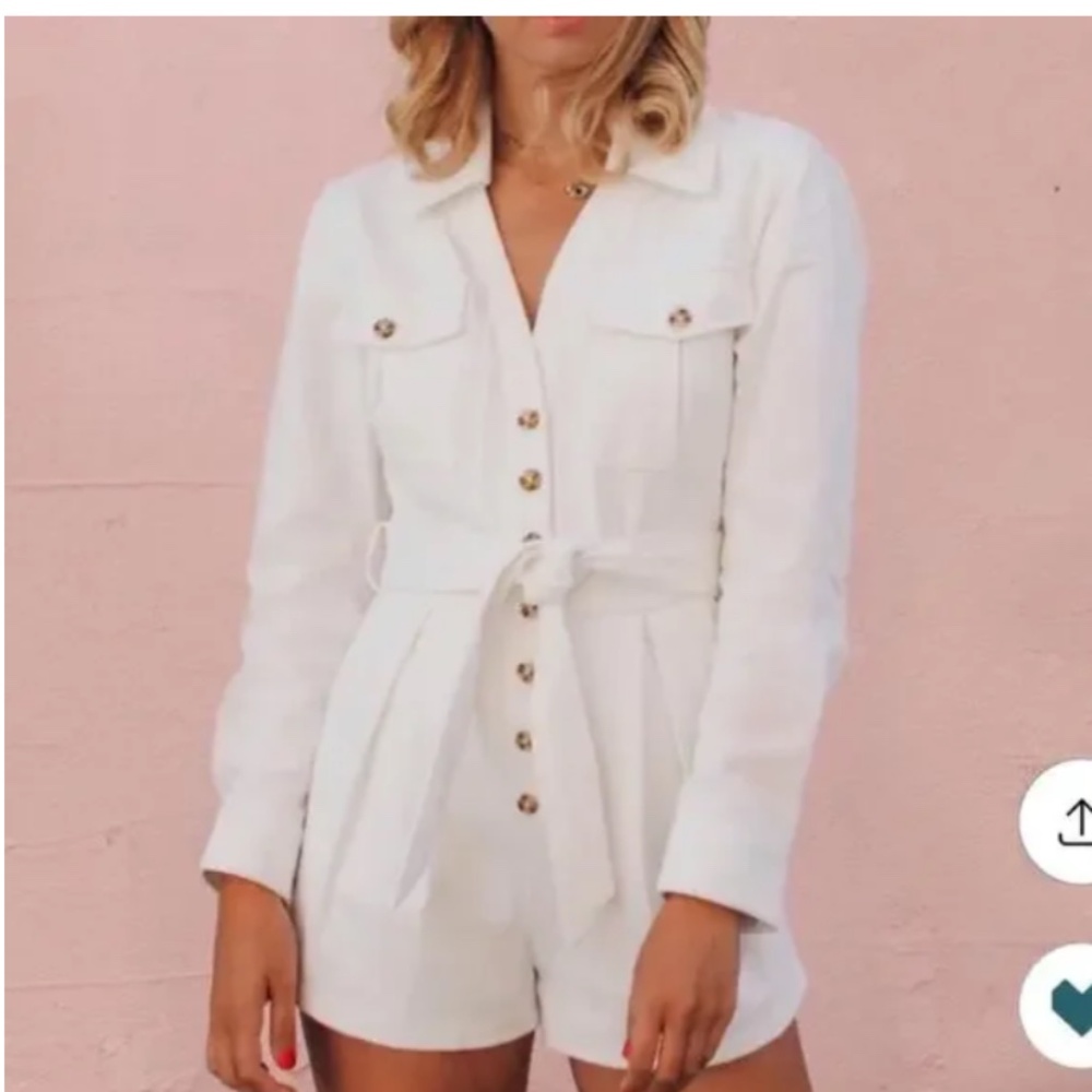 Song of style X revolve romper white denim Jean size small